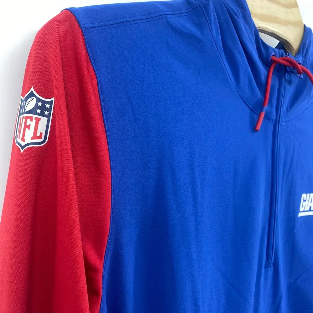 Nike New York Giants Hoodie Mens 2XL Blue Red Quarter Zip NFL Windbreaker Jacket